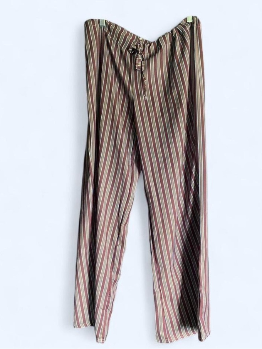 PrettyLittleThing Striped Wide Leg Pants Brown Blue US 6 Boho Style